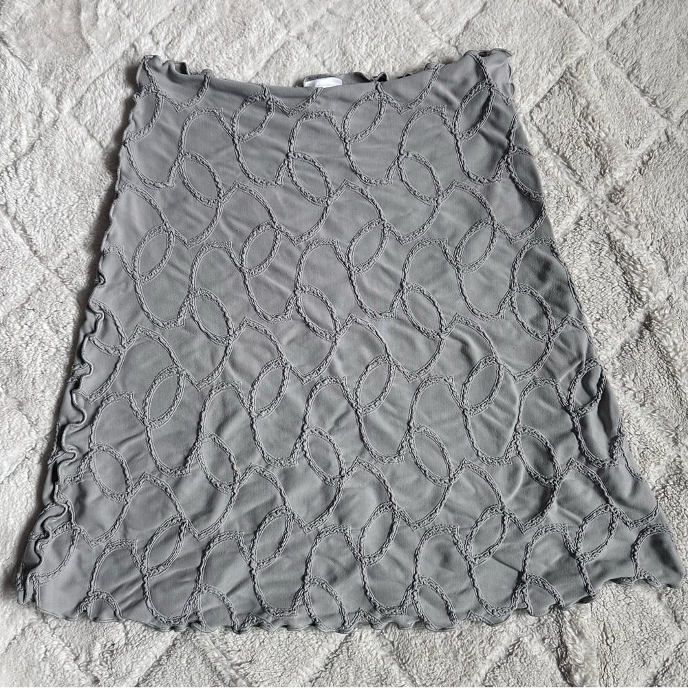 Haystacks | Embroidered Gray Textured Skirt | Size Medium